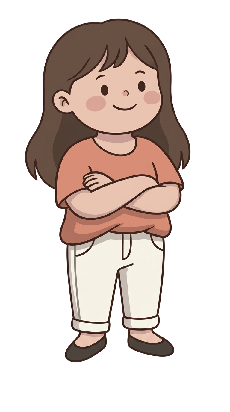 doodle illustration of Aashna, arms crossed
