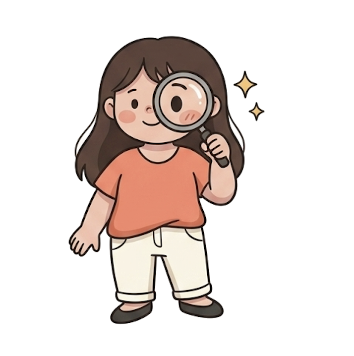 Doodle illustration of Aashna Jain holding a magnifying glass